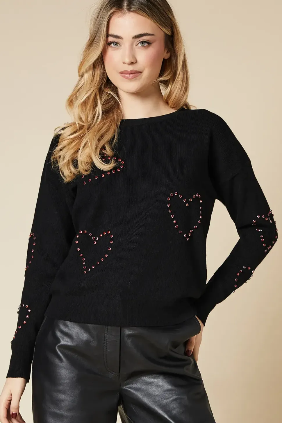 Heart Detail Crew Neck Jumper