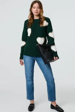 Heart Embellished Slim Jumper