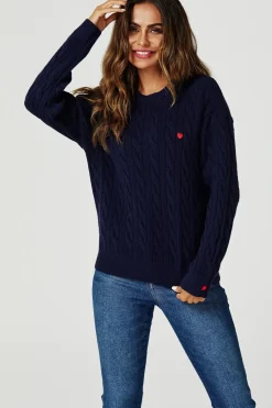 Heart Embroidery Jumper Top