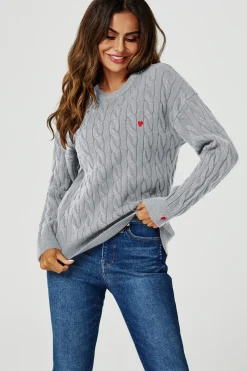 Heart Embroidery Jumper Top