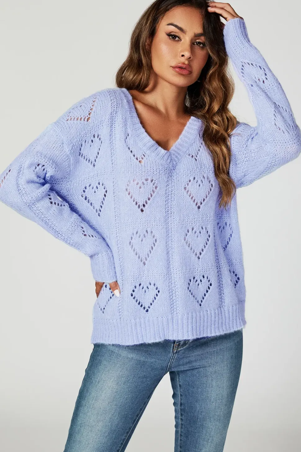 Heart Jumper Top In Blue