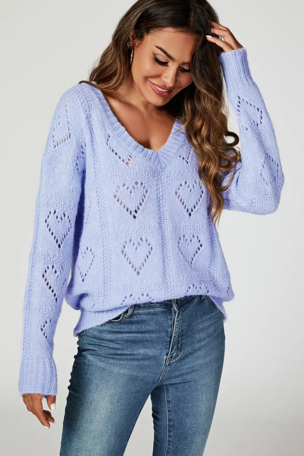 Heart Jumper Top In Blue
