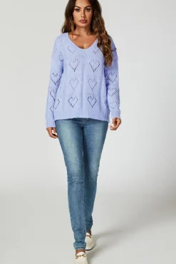Heart Jumper Top In Blue