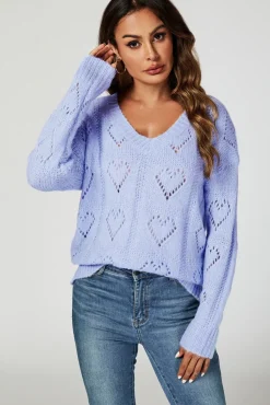 Heart Jumper Top In Blue