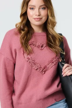 Heart Pearl Embellished Jumper
