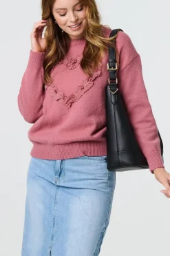 Heart Pearl Embellished Jumper