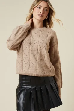 Heart Pointelle Crew Neck Jumper
