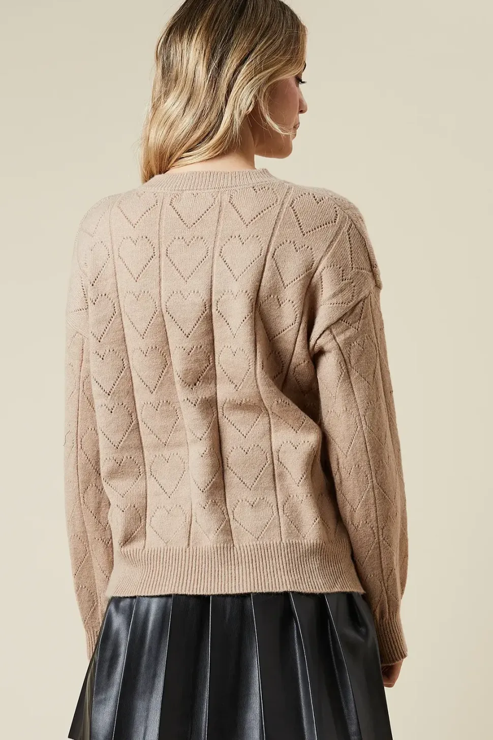 Heart Pointelle Crew Neck Jumper