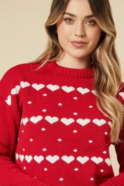 Heart Striped Crew Neck Jumper