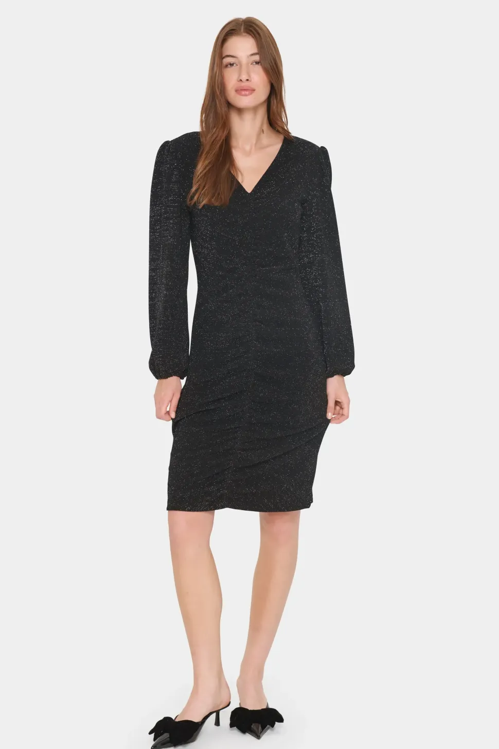HelaSZ Slim Fit V-neck Glitter Dress-