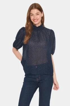 HelmaSZ Blouse Smock Neck Casual Fit-
