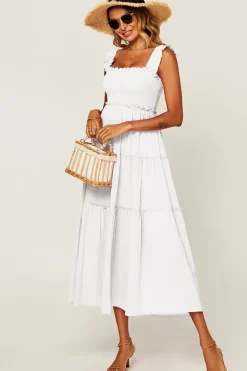 Hem Detail Tiered Maxi Dress In Light Blue