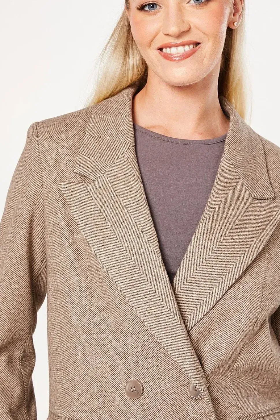 Herringbone Wool Smart Coat