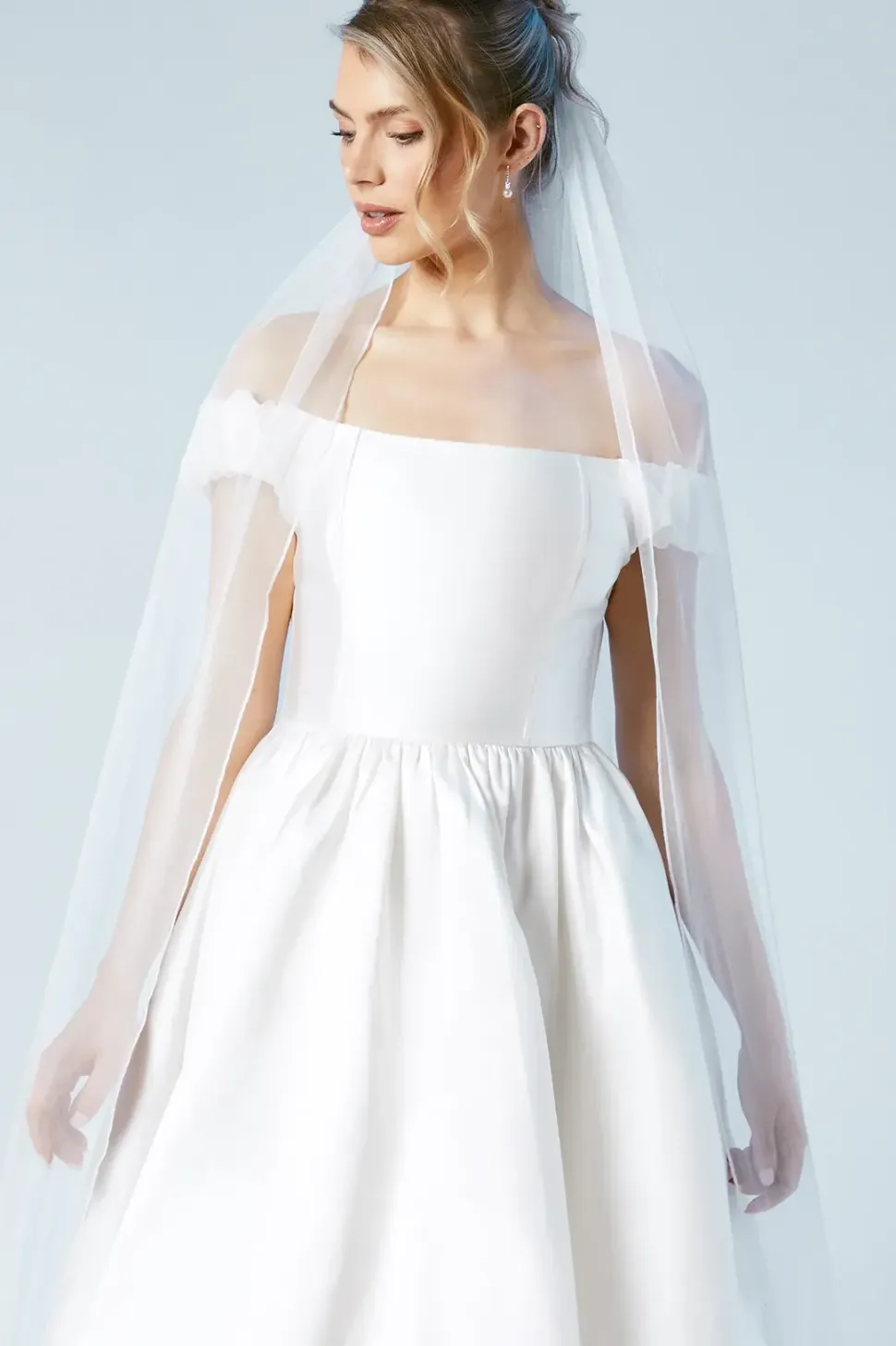 High Low Hem Puffball Wedding Dress