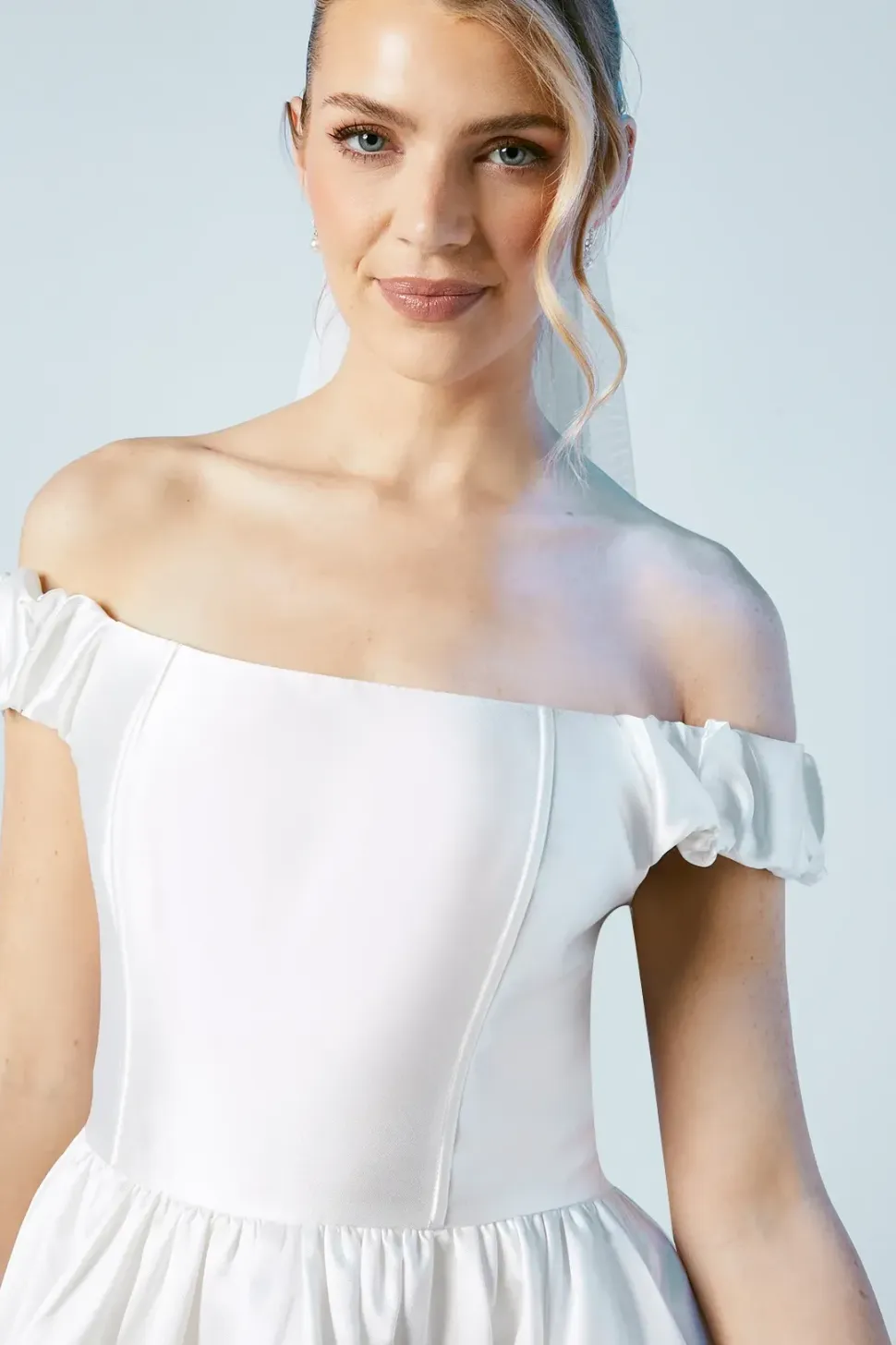 High Low Hem Puffball Wedding Dress