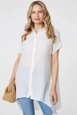 High Low Longline Button-Up Shirt