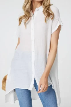 High Low Longline Button-Up Shirt