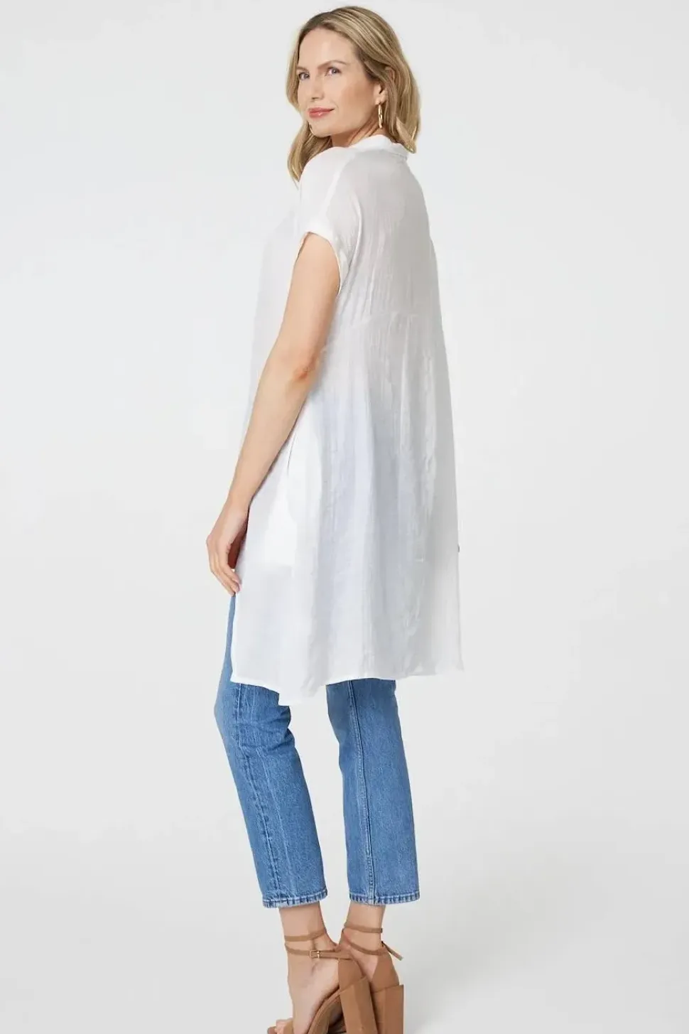 High Low Longline Button-Up Shirt