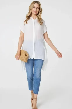 High Low Longline Button-Up Shirt