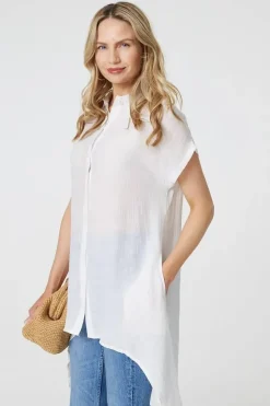 High Low Longline Button-Up Shirt