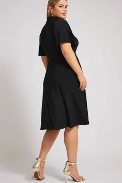 High Neck Belted Skater Dress