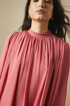 High Neck Chiffon Mini Dress