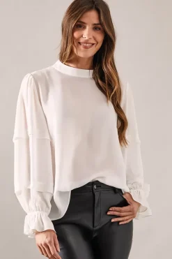 High Neck Frill Detail Blouse
