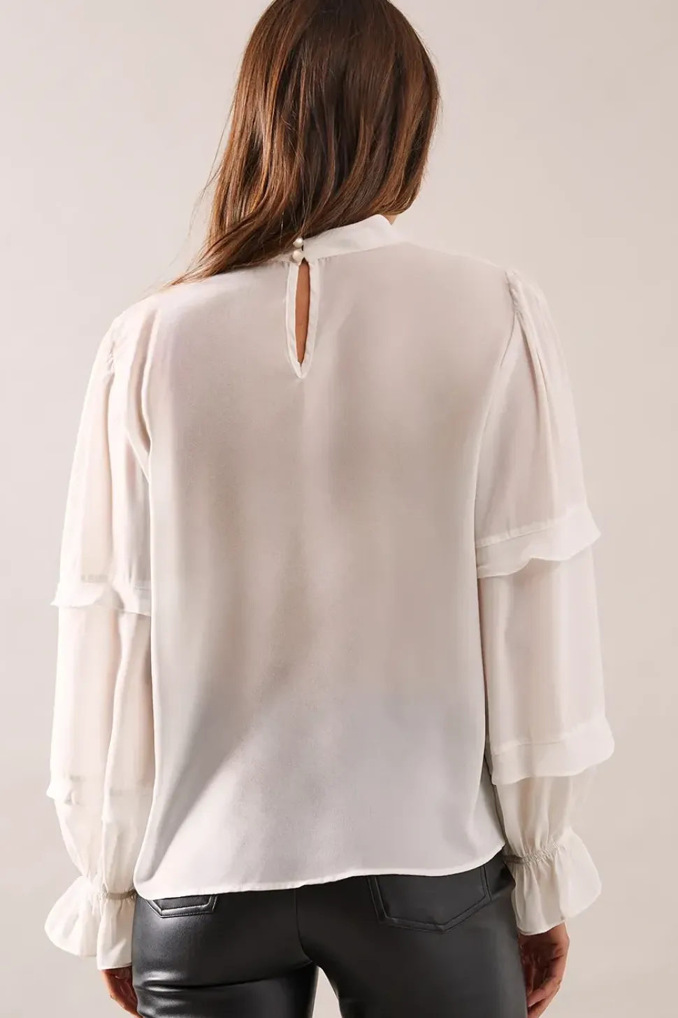 High Neck Frill Detail Blouse