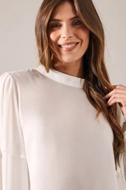 High Neck Frill Detail Blouse