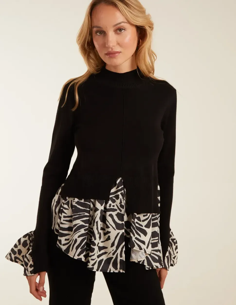 High Neck 2 In 1 Printed Jumper