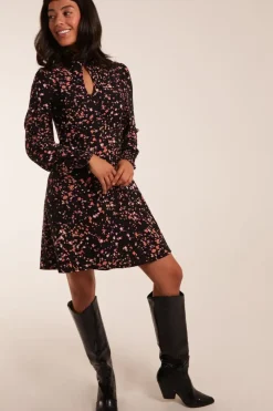 High Neck Keyhole Mini Dress