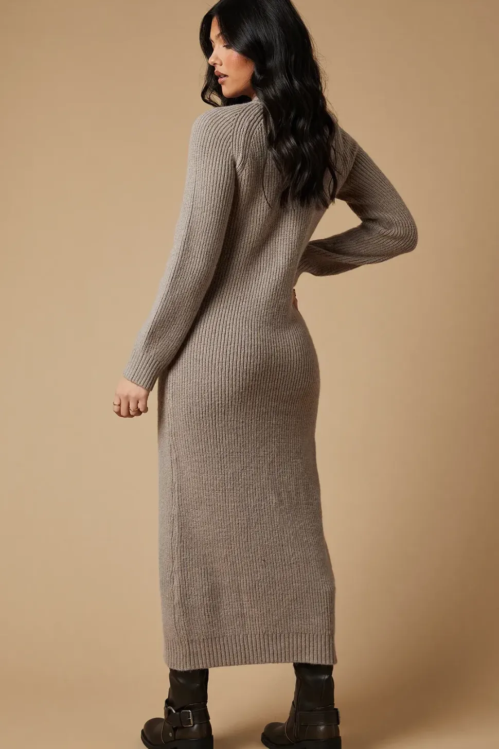 High Neck Knitted Midaxi Dress