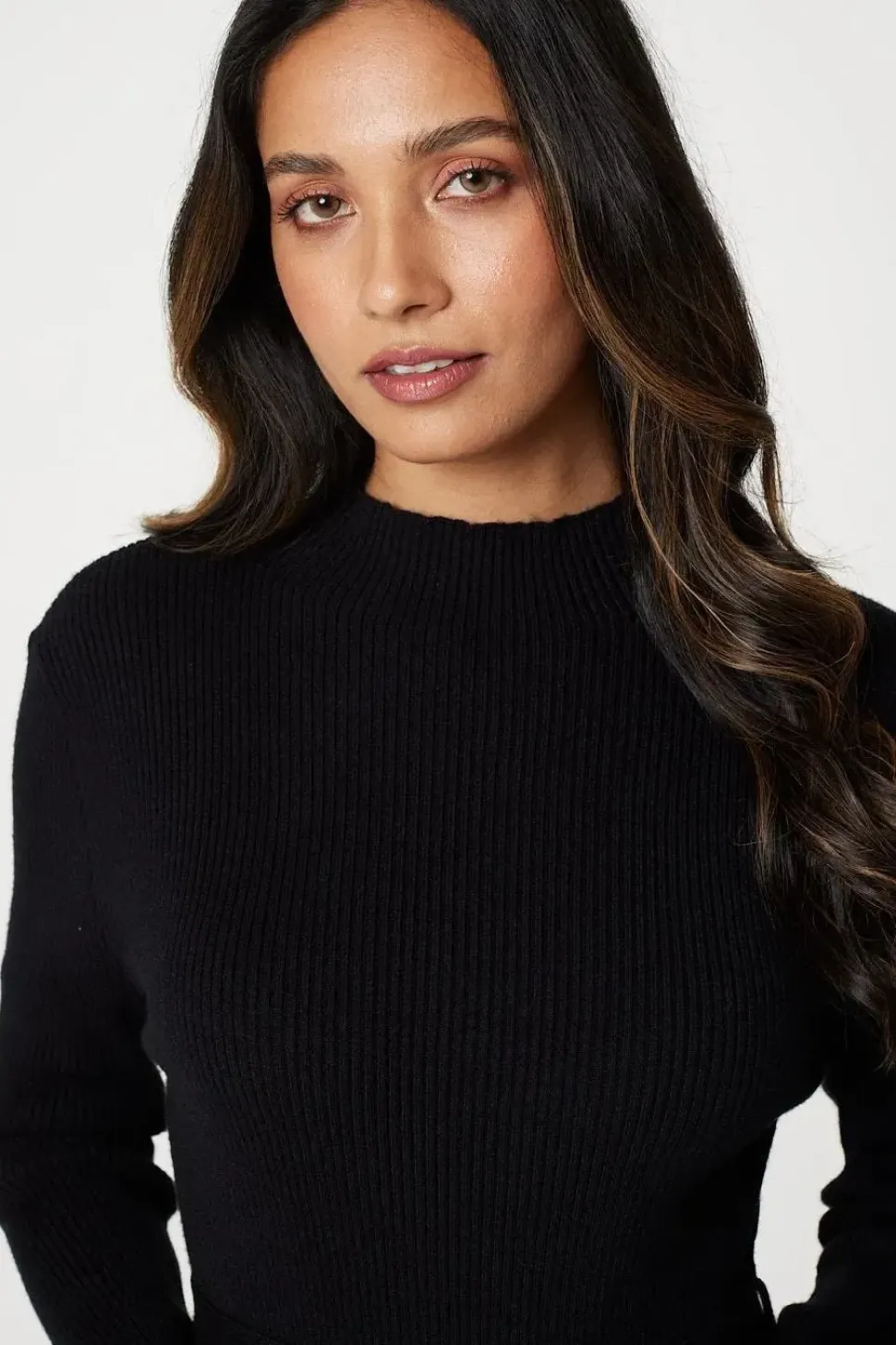 High Neck Midi Skater Knit Dress