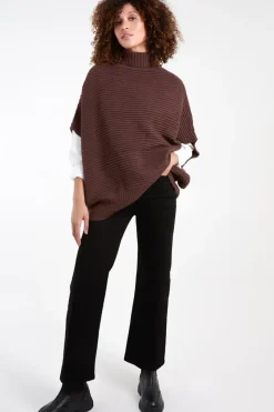 High Neck Oversized Ribbed Tabard Jumper