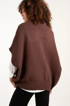 High Neck Oversized Ribbed Tabard Jumper