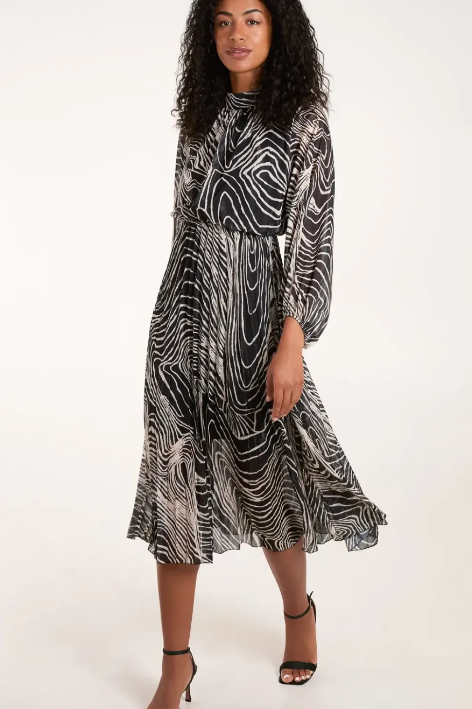 High Neck Pleated Dress