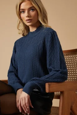 High Neck Pointelle Jumper