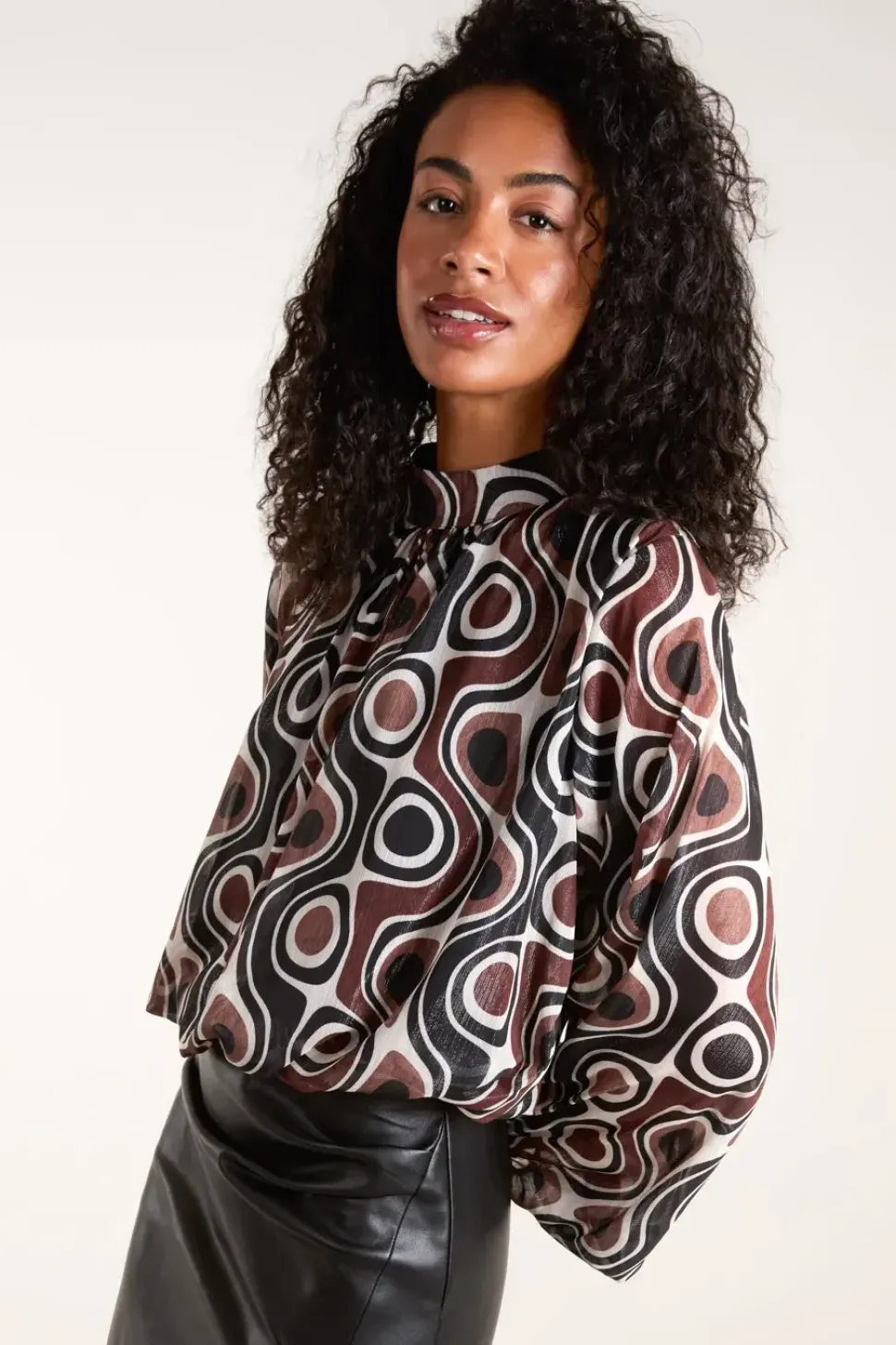 High Neck Puffball Top