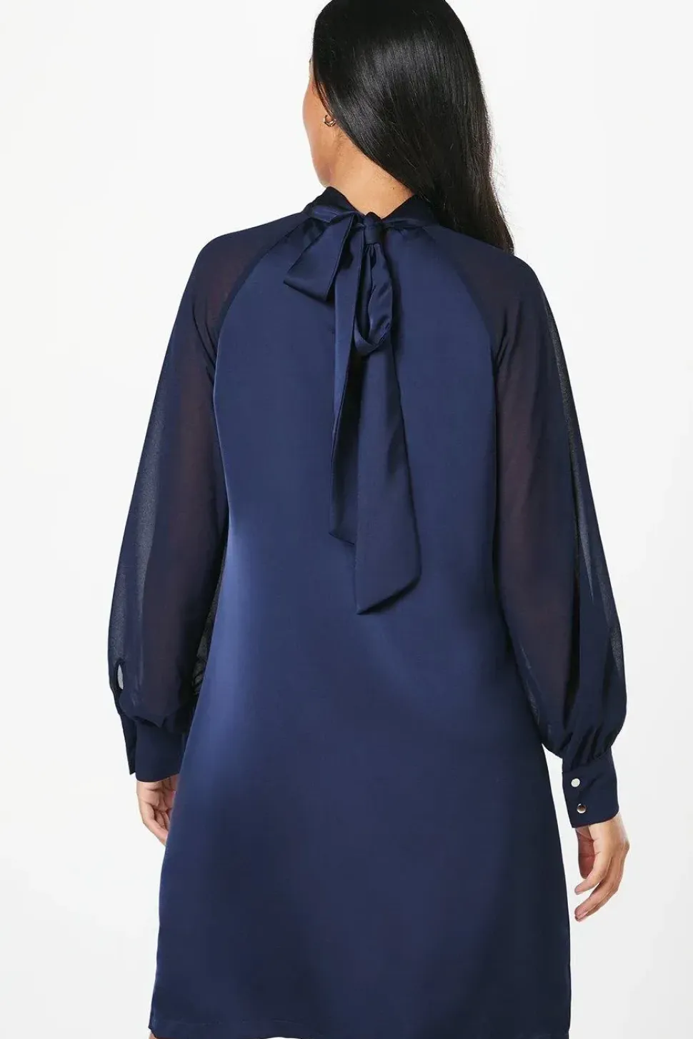 High Neck Satin Shift Dress