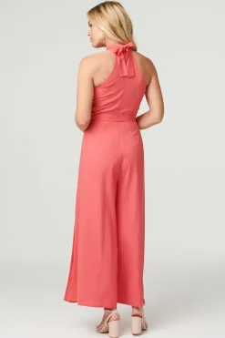 High Neck Split Leg Jumpsuit
