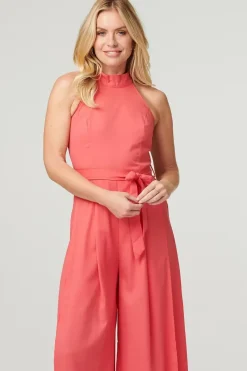 High Neck Split Leg Jumpsuit