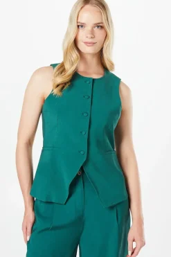 High Neck Tailored Linen Waistcoat