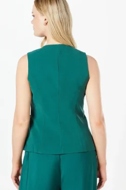 High Neck Tailored Linen Waistcoat