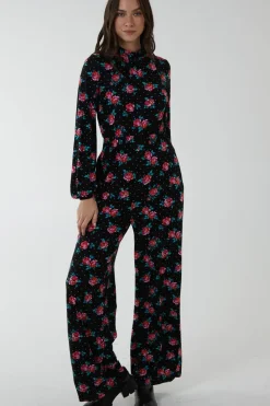 High Neck Tie Back Wide Leg Jumpsuit