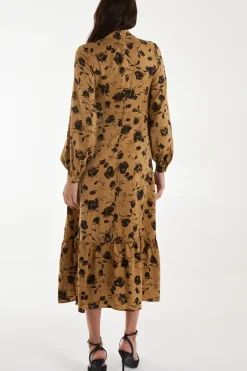 High Neck Tiered Midi Dress