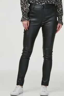 High Rise Coated Skinny Jeans