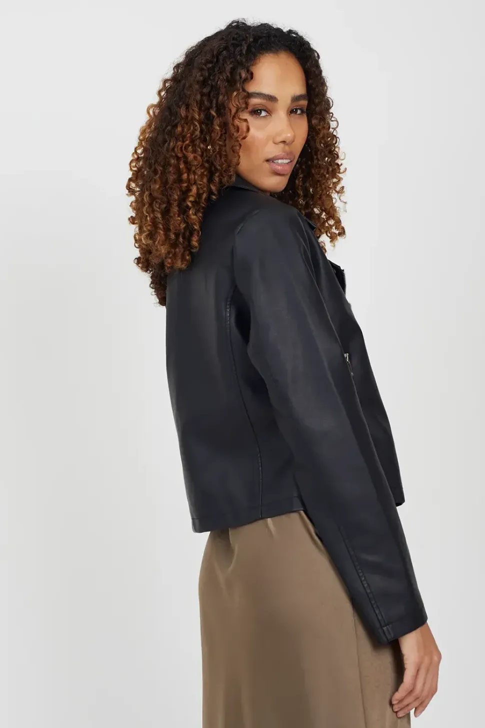 High Shine PU Biker Jacket