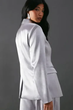High Shine Satin Single Breasted Blazer