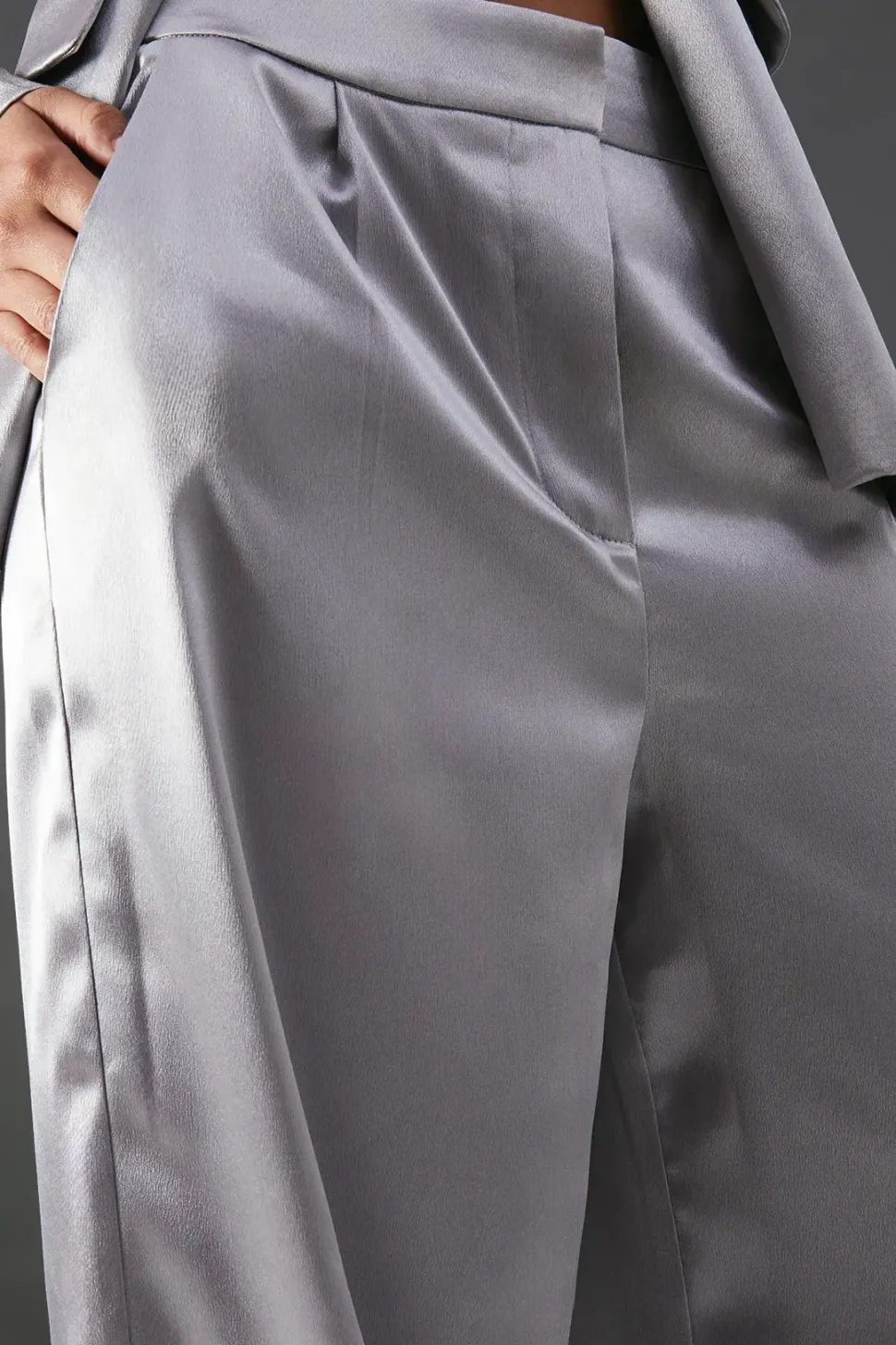 High Shine Satin Wide Leg Trouser