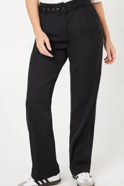 High Waist Buckle Tapered Trouser
